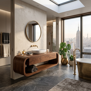 Wooden Wall Mounted Bathroom Vanity For Modern Bathroom Decor