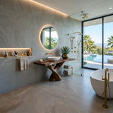 Modern Bathroom Vanity With Twisted Base For Spa Bath