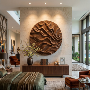Round Carved Wall Sculpture For Living Room
