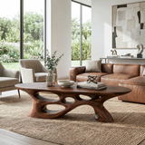Modern Coffee Table With Carved Open Base For Living Room