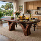 Modern Wooden Dining Table With Elegant Base For Dining Space