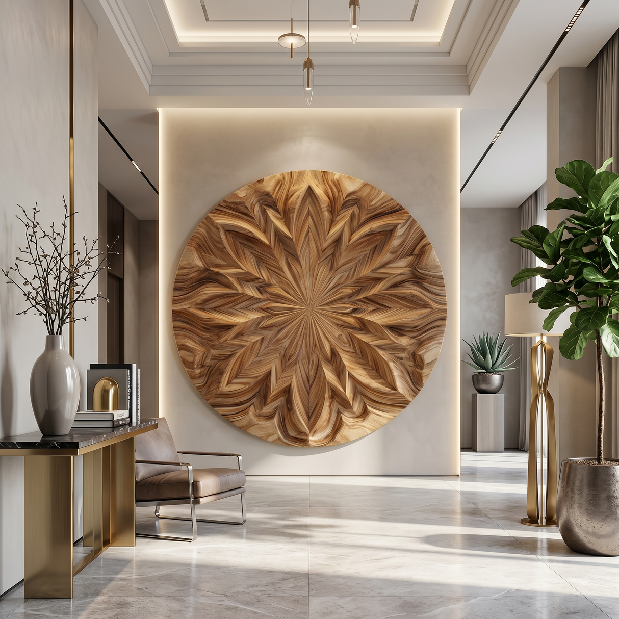 Round Mandala Wall Art With Textured Design For Bedroom
