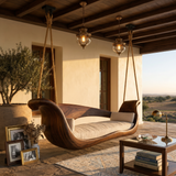 Artistic Sculptural Wooden Swing Bed Coastal Living Collection