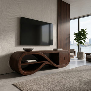 Organic Curved TV Cabinet Contemporary Living Room