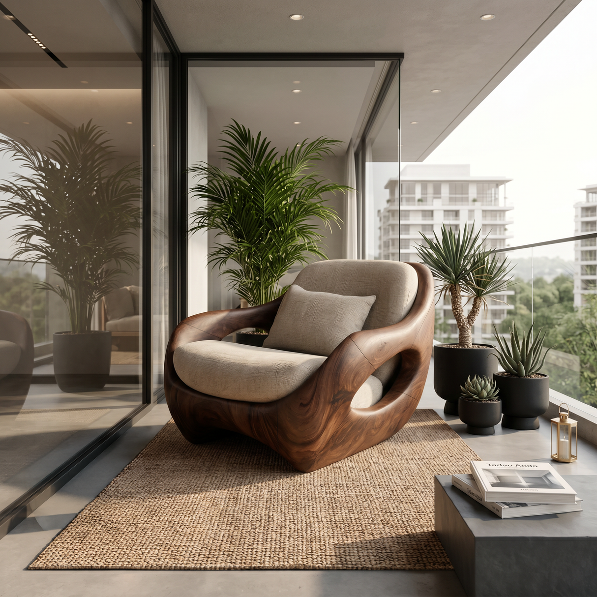 Artistic Organic Lounge Seating Open Carved Frame For Living Room