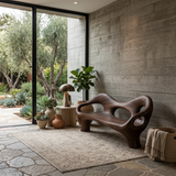 Modern Entryway Bench With Hollow Sculpture Arms For Hallway