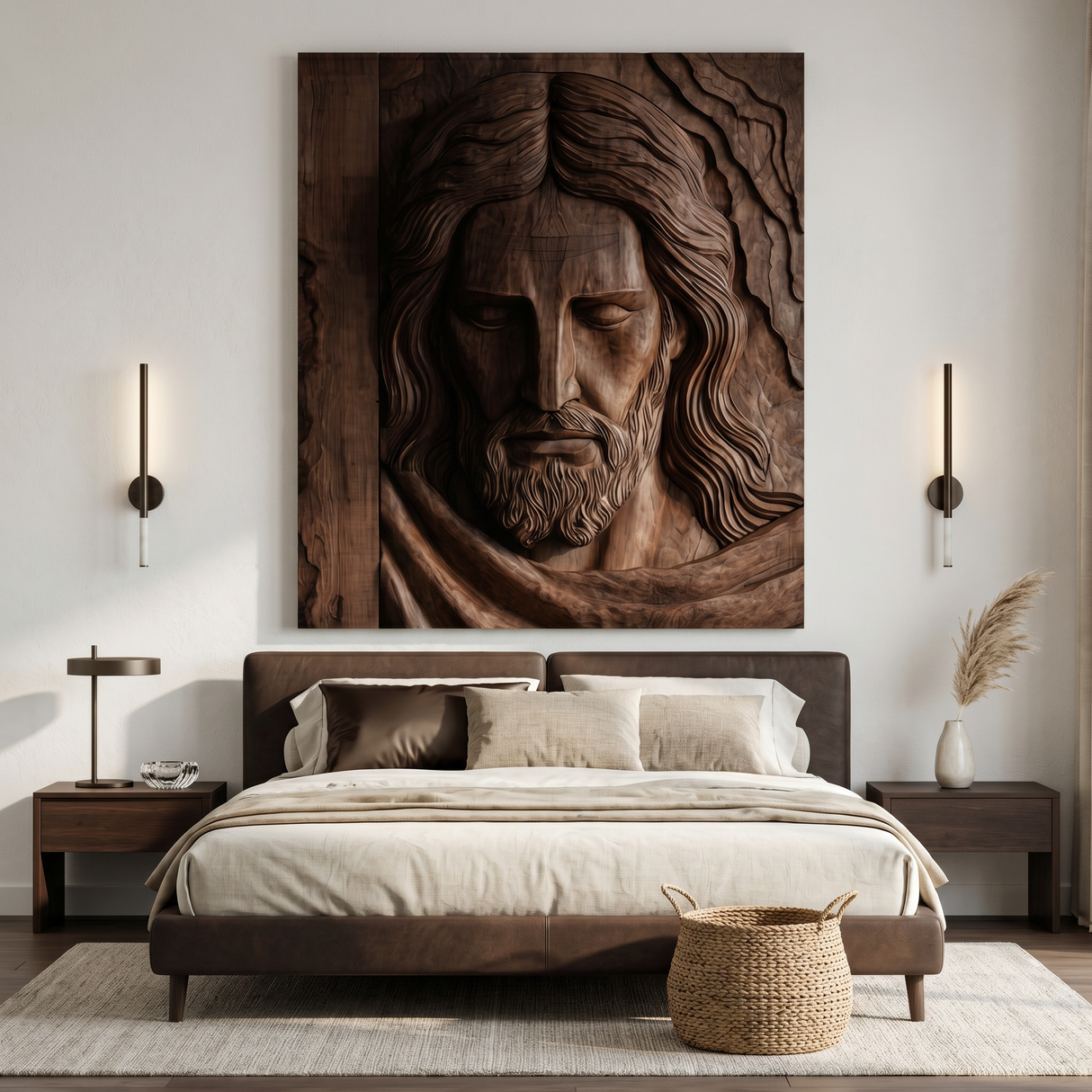 Handcrafted Wooden Religious Relief Wall Art For Living Room
