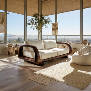 Modern Sculptural Wooden Sofa Contemporary Penthouse Living Room