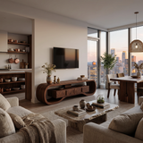 Organic Wood TV Cabinet For Living Room Media Storage