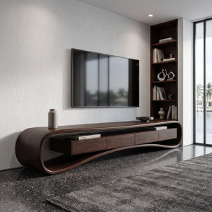 Modern Luxury Curved Media Console For Living Room