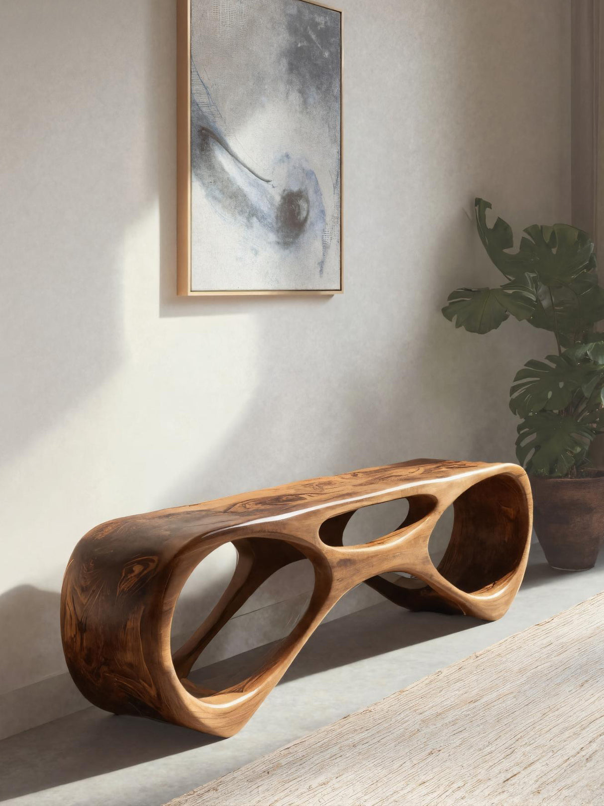 Modern Organic Bench For Entryway Or Furniture Hallway