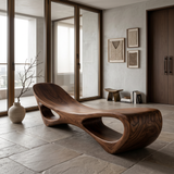 Modern Sculptural Wooden Bench For Luxury Interiors