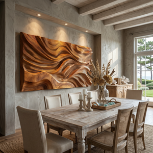 Rustic Sculpted Sunset Wood Wall Art Modern Luxury Interior