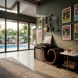 Japandi Wave Record Player Cabinet Wellness Room