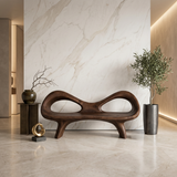 Organic Bench With Hollow Sculpture Backrest For Luxury Interiors