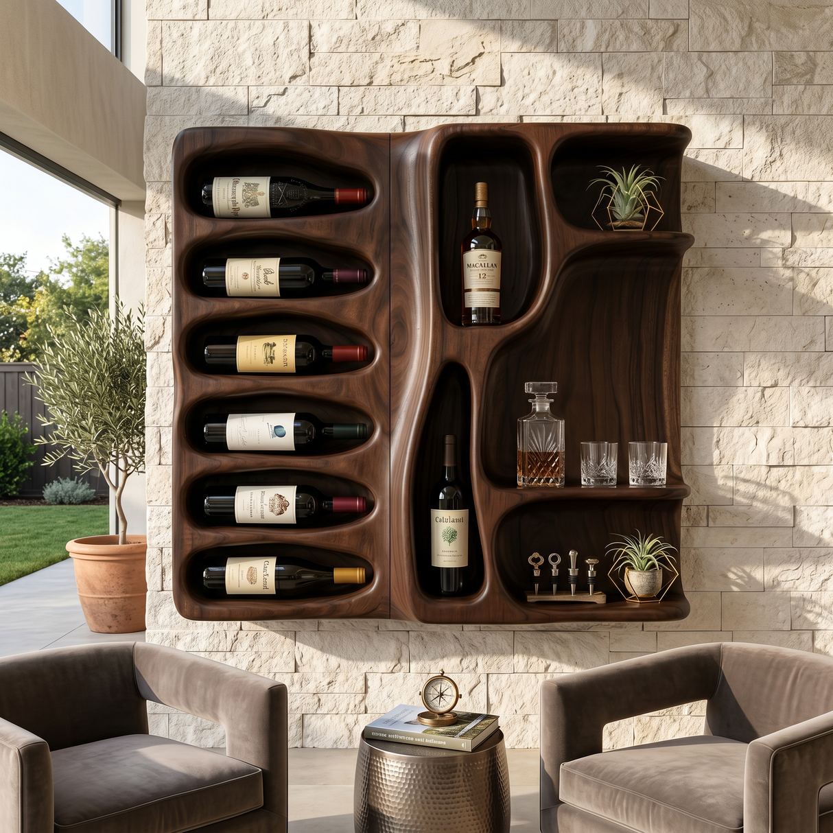 Modern Mountain Silhouette Wine Holder For Living Room