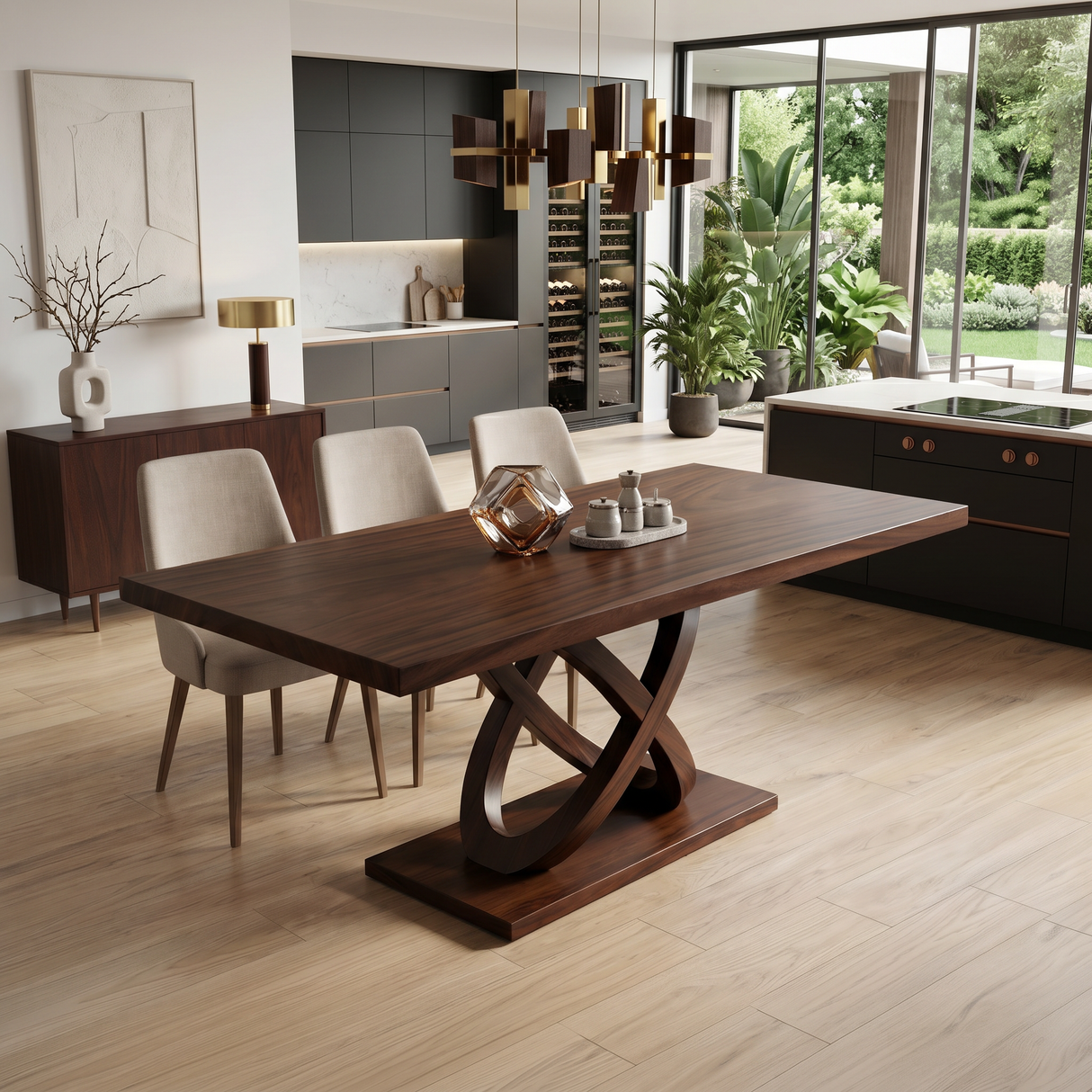 Light Wood Gathering Table For Tropical Dining Room