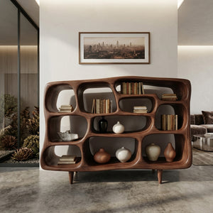 Modern Organic Bookshelf With Open Shelves For Living Room Or Office