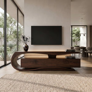Luxury Curved Wooden TV Console For Interiors