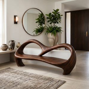 Freeform Sculptural Entryway Bench For Luxury Entryway
