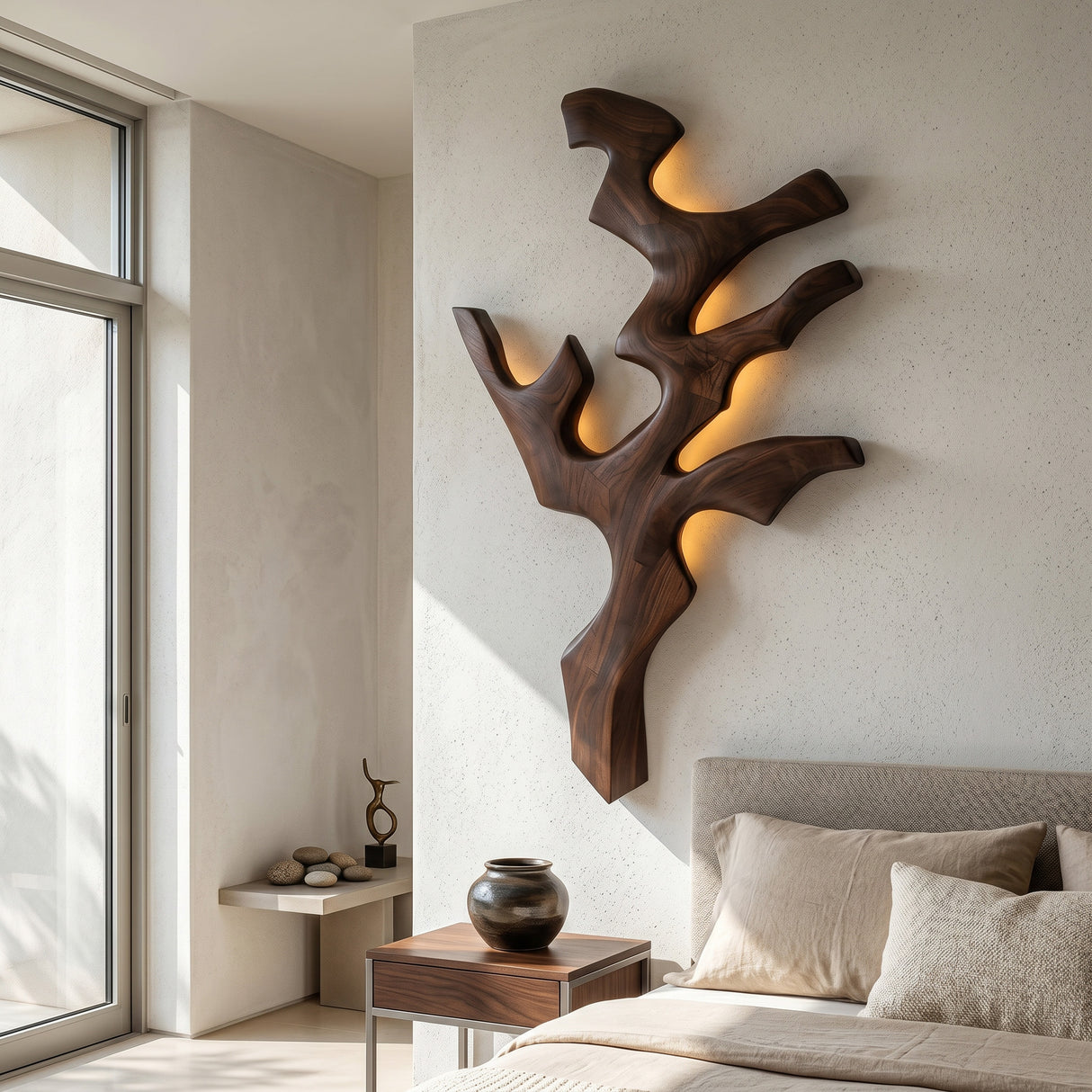 Contemporary Natural Wood Wall Light For Minimalist Bedroom
