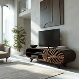 Modern Wooden TV Cabinet With Leaf Shape Door For Living