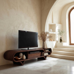 Mediterranean Modern Wooden TV Stand For Living Room