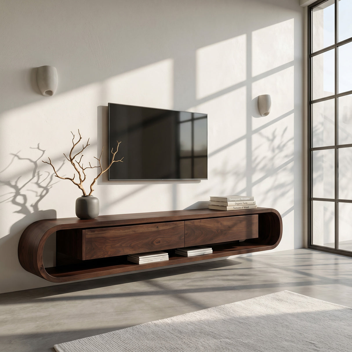 Organic Floating Sculptural TV Console For Living Room