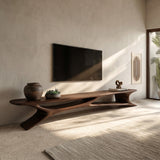 Handcrafted Sculptural Wooden TV Stand For Living Room