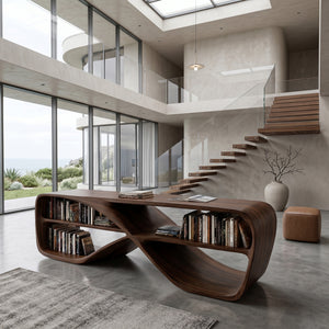 Contemporary Sculptural Natural Wood Console Table For Living Room