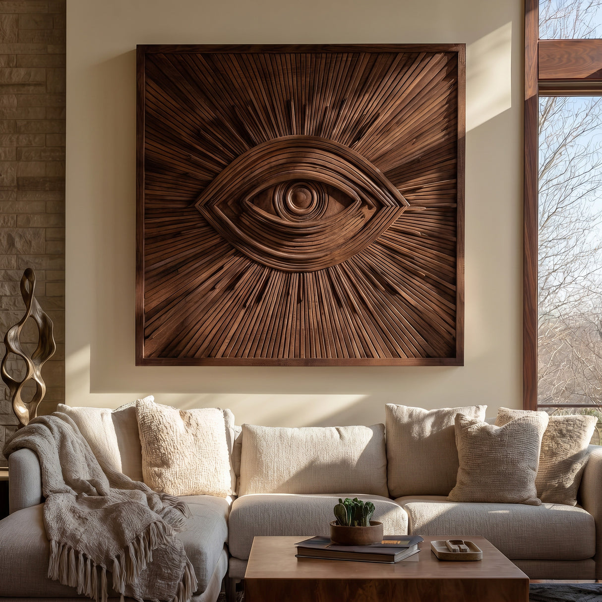 Modern Wooden Eye Wall Art For Living Room Decor