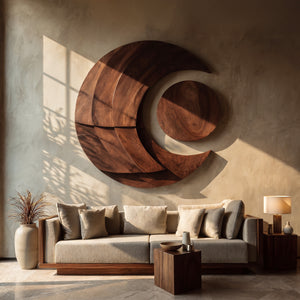 Modern Multi-layered Crescent Moon Wood Wall Art For Interior