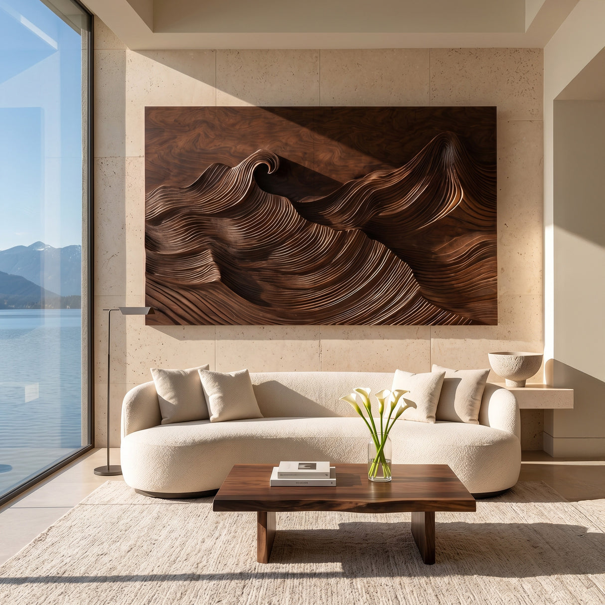 Organic Modern Wave Wood Wall Art For Wall Decor