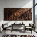Modern Forest Mountain Wood Wall Art For Living Room