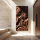 Contemporary Wave Carved Texture Wood Wall Art For Entryway
