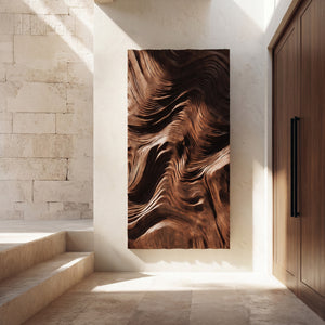 Contemporary Wave Carved Texture Wood Wall Art For Entryway