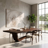 Modern Flowing Wave Base Wooden Dining Table For Dining Space