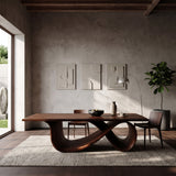 Organic Wood Dining Table With Infinity Loop Base For Kitchen