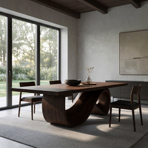 Modern Dining Table With Infinity Curve Base For Luxury Dining