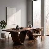 Organic Wooden Dining Table With W-shaped Base For Dining Space