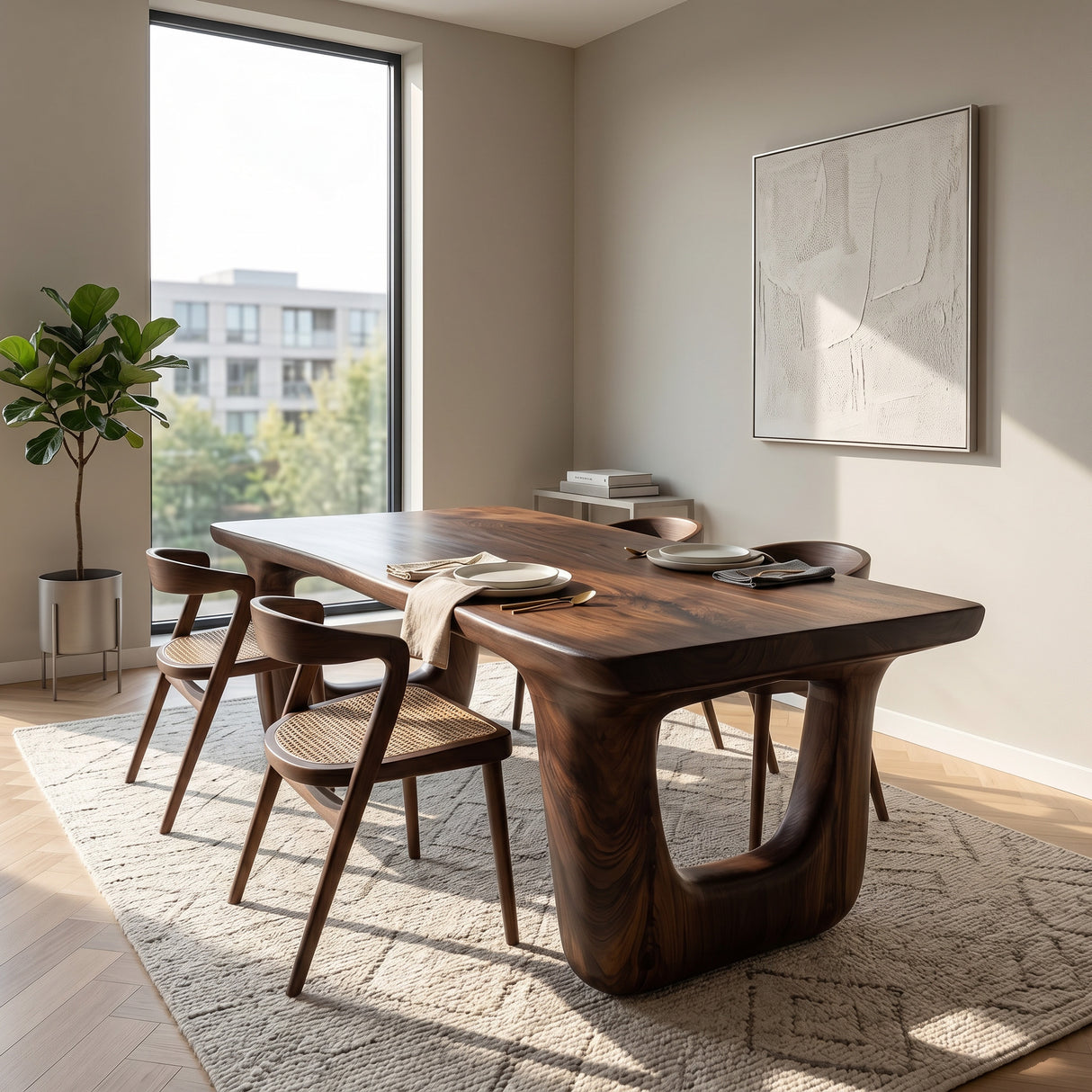 Organic Wooden Dining Table For Dining Room Decor