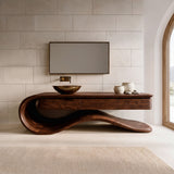 Contemporary Wooden Bathroom Vanity With Wave Base For Bathroom