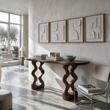 Mid Century Curved Entry Table For Luxury Interior Space