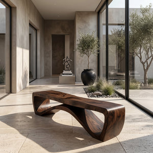 Minimalist Wooden Outdoor Bench For Front Yard Walkway