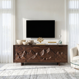 Mountain Carved Media Console For Rustic Living Room