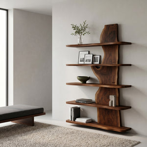 Handcrafted Natural Wood Standing Shelf For Home Storage
