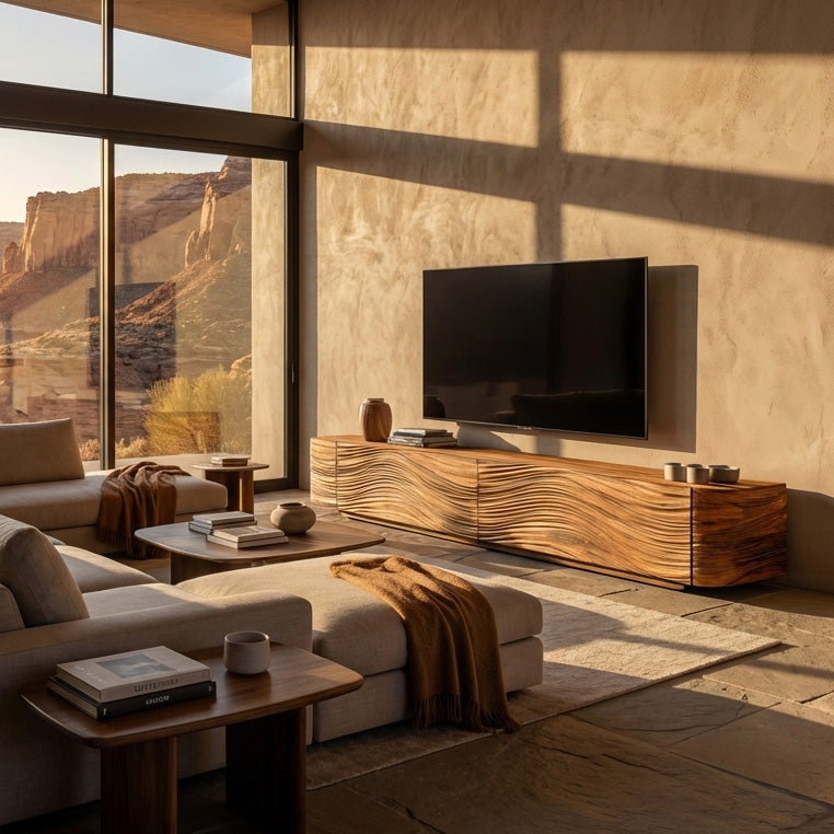 Minimalist Wave TV Console For Living Room