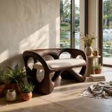 Organic Wooden Bench Contemporary Sunroom