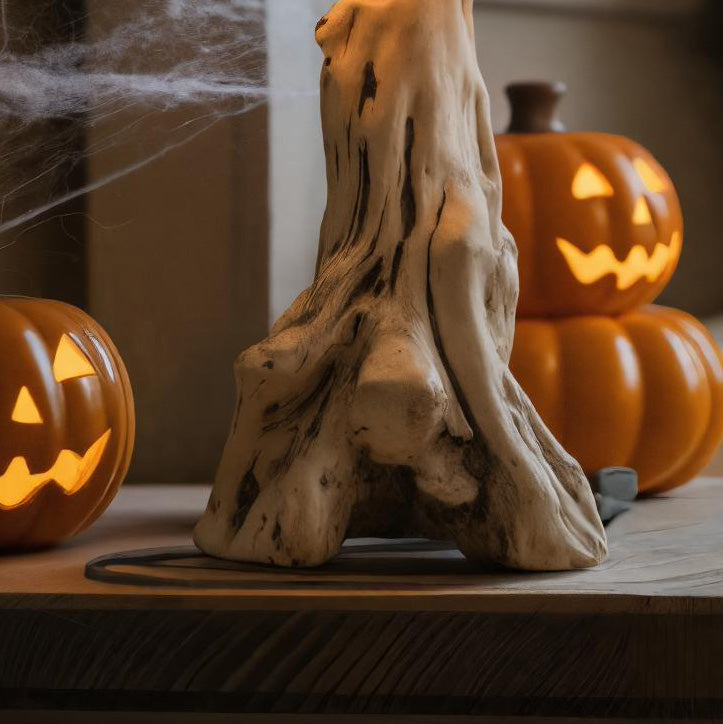Rustic Halloween Wooden Table Lamp For Bedroom Or Living Room