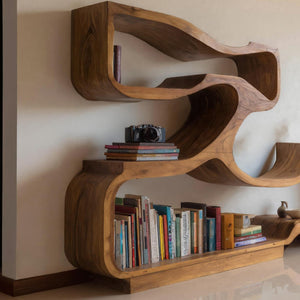 Artistic Bookshelf With Flowing Design For Living Room
